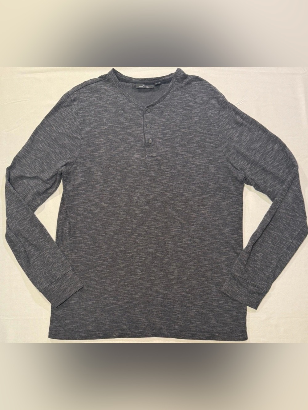 Marc Anthony Men’s XL Black Heather Henley Long Sleeve Snap Shirt